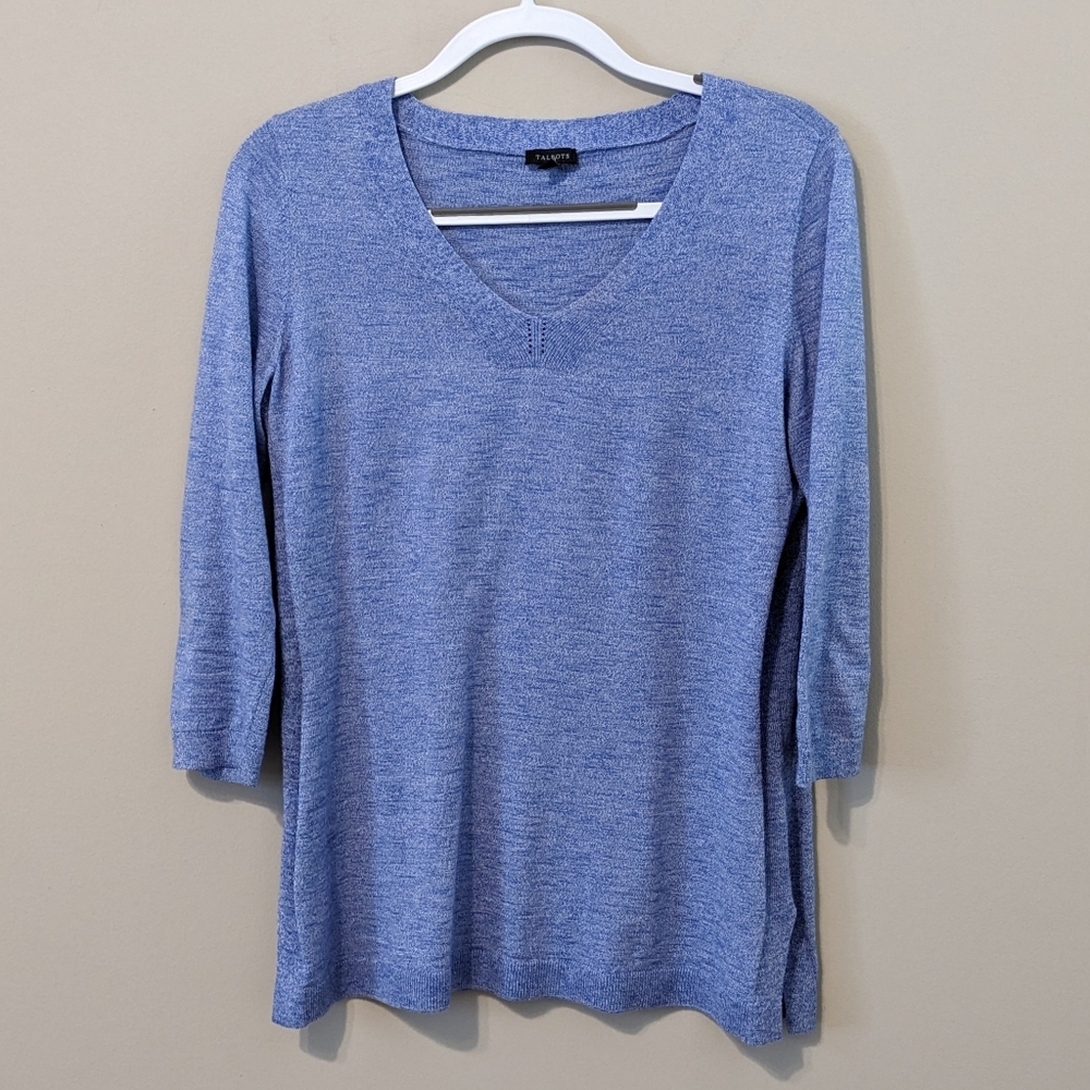 Talbots Blue v Neck Cotton Women's  Sweater nwot